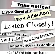 Listen Closely Newspaper Headlines Words Pay Attention Listen Closely Newspaper Headlines Words Pay Attention