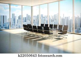 modern office interior with beautiful worm daylight and city skyline in the background modern office interior with beautiful worm daylight and city skyline in the background