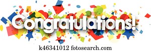 Congratulations banner with colorful confetti. Congratulations banner with colorful confetti.