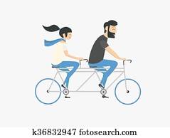 coppia, bicicletta cavalca