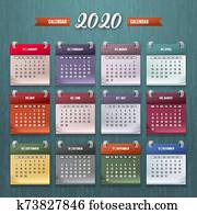 kalender, schablone, 2020 kalender, schablone, 2020