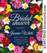 Wedding or bridal shower invitation floral card Wedding or bridal shower invitation floral card