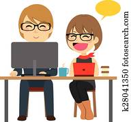 Businessman Secretary Working