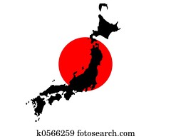 map of Japan and Japanese flag map of Japan and Japanese flag