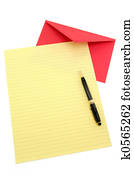 yellow letter paper and red envelope