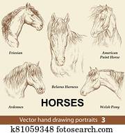 קבע, של, העבר, ציור, סוסים, 3