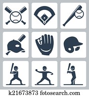 Baseball related vector icons set Baseball related vector icons set