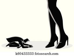 Businessman Prostrated Under Female High Heels Businessman Prostrated Under Female High Heels