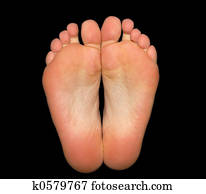 Feet isolated on black background