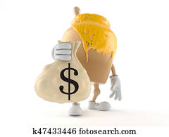 Honey jar character holding money bag