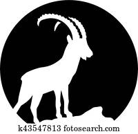 Ibex silhouette in fron of the moon Ibex silhouette in fron of the moon
