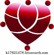 Red heart medical people team logo