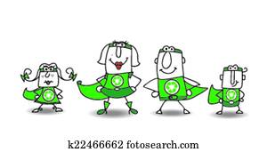 Super Hero green Family Super Hero green Family