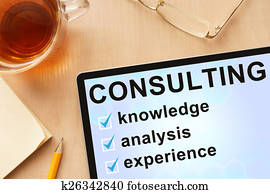 Tablet with word consulting.