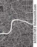 לונדון, עיר, plan,, פרט, וקטור, מפה