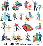 משפחה, ספורט של חורף, איקונים, קבע