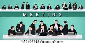 ビジネス, meeting., a, グループ, の, ビジネスマン, ある, 交渉, テーブルで