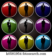 bureau, boutons, coloré