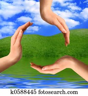 conceitual, símbolo reciclando