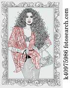 donna moda con cornice donna moda con cornice