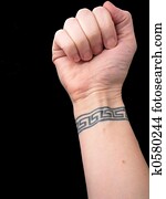 punho, com, tatuagem