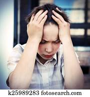 triste, criança, ao ar livre