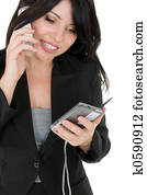 executiva, telefonando, um, cliente