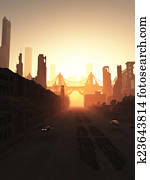 Future City Bridge at Sunrise Future City Bridge at Sunrise