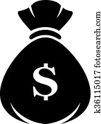 geldtasche, vektor, symbol