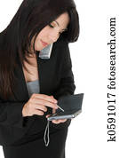 mujer de negocios, hacer una llamada