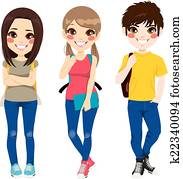 zurück schule, teenager zurück schule, teenager