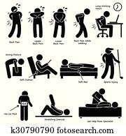 dor traseira, backache, pictograma