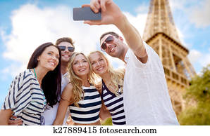 friends taking selfie with smartphone