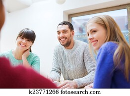 group of happy friends meeting and talking group of happy friends meeting and talking