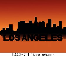Los Angeles skyline at sunset Los Angeles skyline at sunset