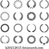 Set of laurel foliate and wheat wreaths Set of laurel foliate and wheat wreaths
