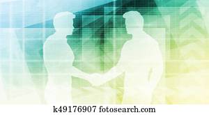 Silhouettes of Two Businessman Shaking Hands