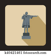 Statue of Christopher Columbus icon, flat style