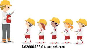 Stickman Kids Fire Camp Fireman Line Illustration Stickman Kids Fire Camp Fireman Line Illustration
