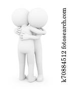 Two White Men Hug 3D Illustration Two White Men Hug 3D Illustration