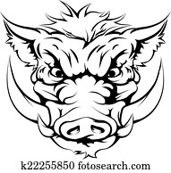 wild schwein, maskottchen, gesicht wild schwein, maskottchen, gesicht