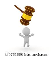 3D Character running away from gavel which is trying to smash him 3D Character running away from gavel which is trying to smash him