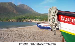 colourful wooden fishing boats in Cape Verde