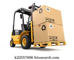 Forklift truck with boxes on pallet. Cargo. Forklift truck with boxes on pallet. Cargo.