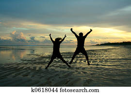 Happy jumping people