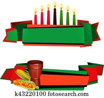 Kwanzaa Ribbon 2 Colorful Banners Set Kwanzaa Ribbon 2 Colorful Banners Set