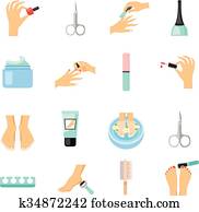 Manicure And Pedicure Flat Icons Set Manicure And Pedicure Flat Icons Set