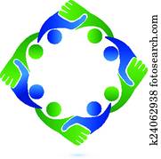 Teamwork handshake business logo