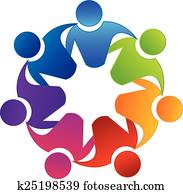 vektor, teamwork, enhet, logo