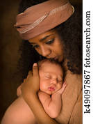 äthiopisch, mutter, küssen, sie, baby